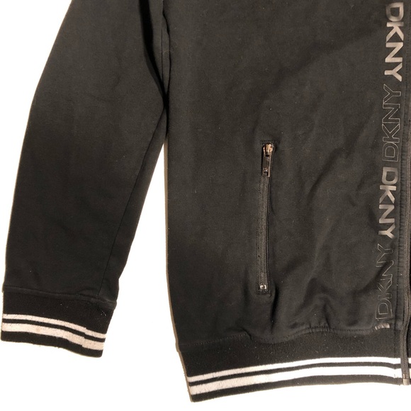 DKNY Full Zip Track Jacket Mens Size Large Black and White - Picture 2 of 10